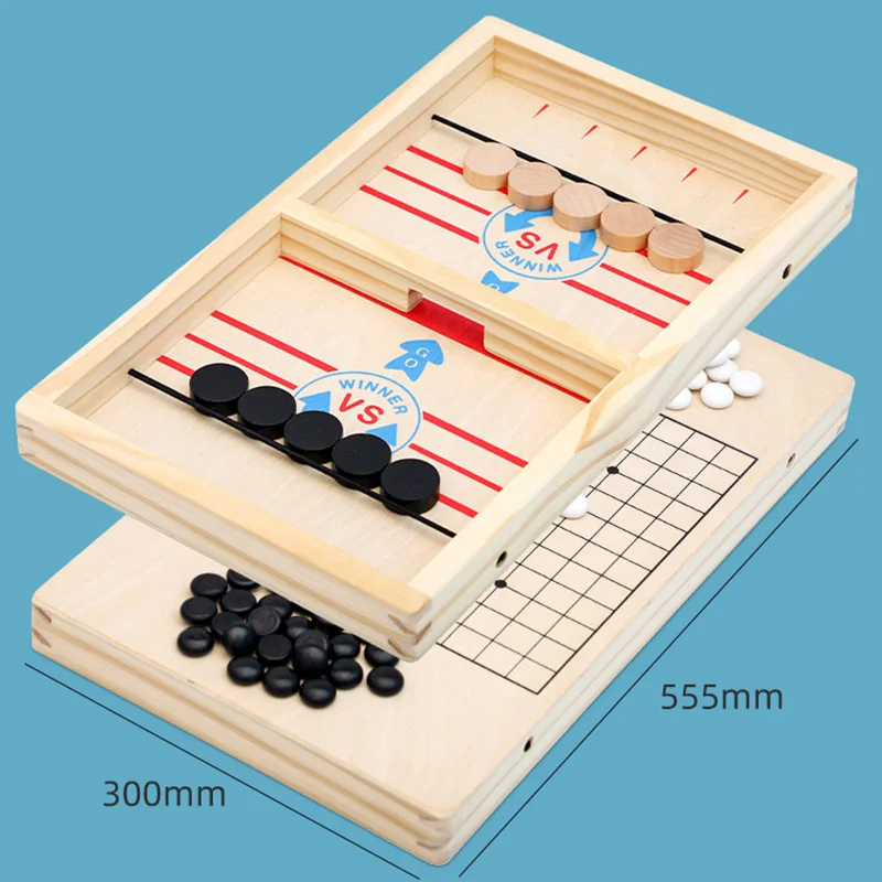 

Strategy game 3 in 1 Fun playing chess Gobang wooden checkerboard With English Instruction Family party toys Parent child toys