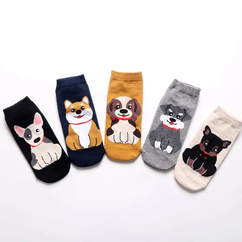 Cartoon Kawaii Animal  Women Socks Cotton Fashion Tide Shiba Bull Terrier Beagle Dog Socks Creative Funny Lovely Happy Socks