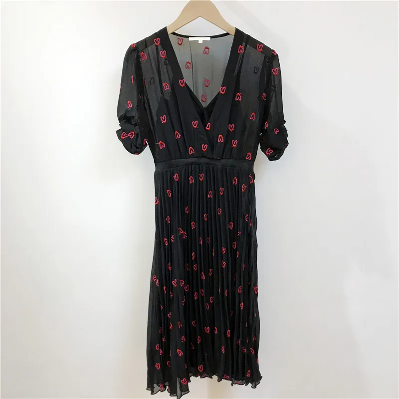 Женское мини платье с V образным вырезом коротким рукавом и вырезом|Женские