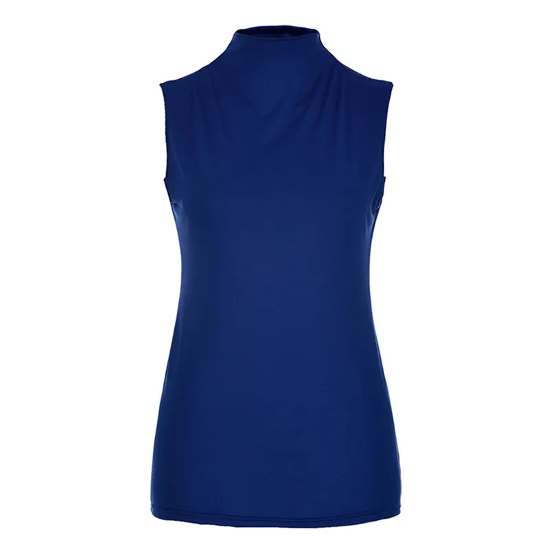 Женская водолазка без рукавов однотонная Повседневная футболка | одежда