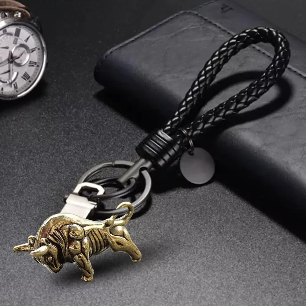 Брелок статуя быка из латуни ручной работы в стиле ретро украшение брелок на