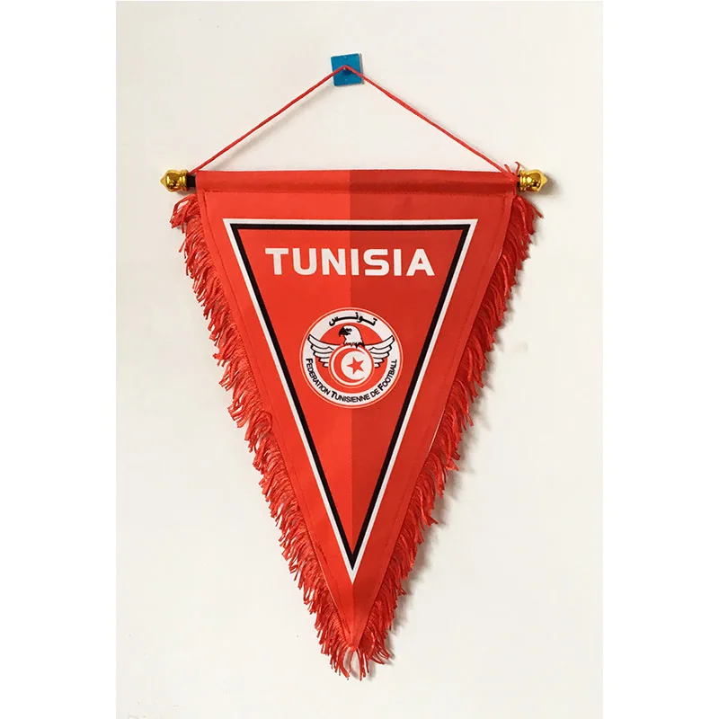 

2018 г., Чемпионат мира по футболу, Тунис, Национальный футбол, размер 35 см * 25 см, двухстороннее украшение, Рождественский флаг с тремя углами, б...