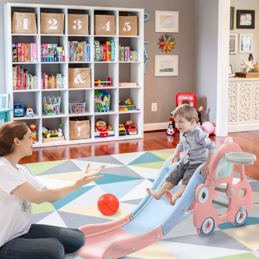 Детская горка баскетбольных стоек для скалолазания лестницы 2 в 1 унисекс слайд