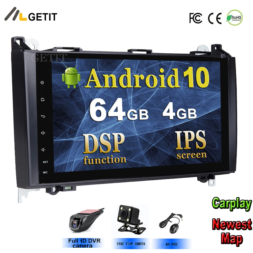 DSP чип IPS 2din Android 10 GPS головное устройство для Mercedes Benz B200 A B Class W169 W245 Viano Vito W639 Sprinter W906