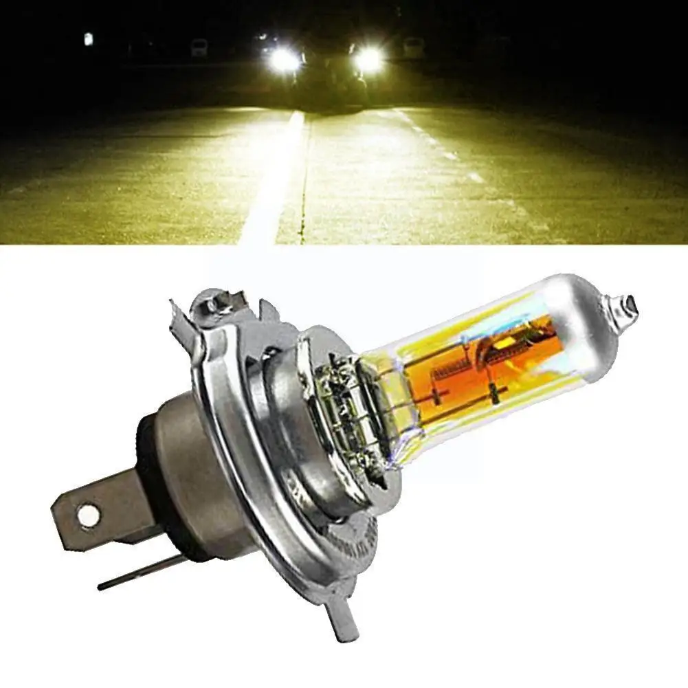 

Car Headlights Dc 12v 60/55w P43t Halogen Bulb 2300k Car Quartz High Yellow Glass Beam H4 55w Golden Headlight Halogen Low W3E3