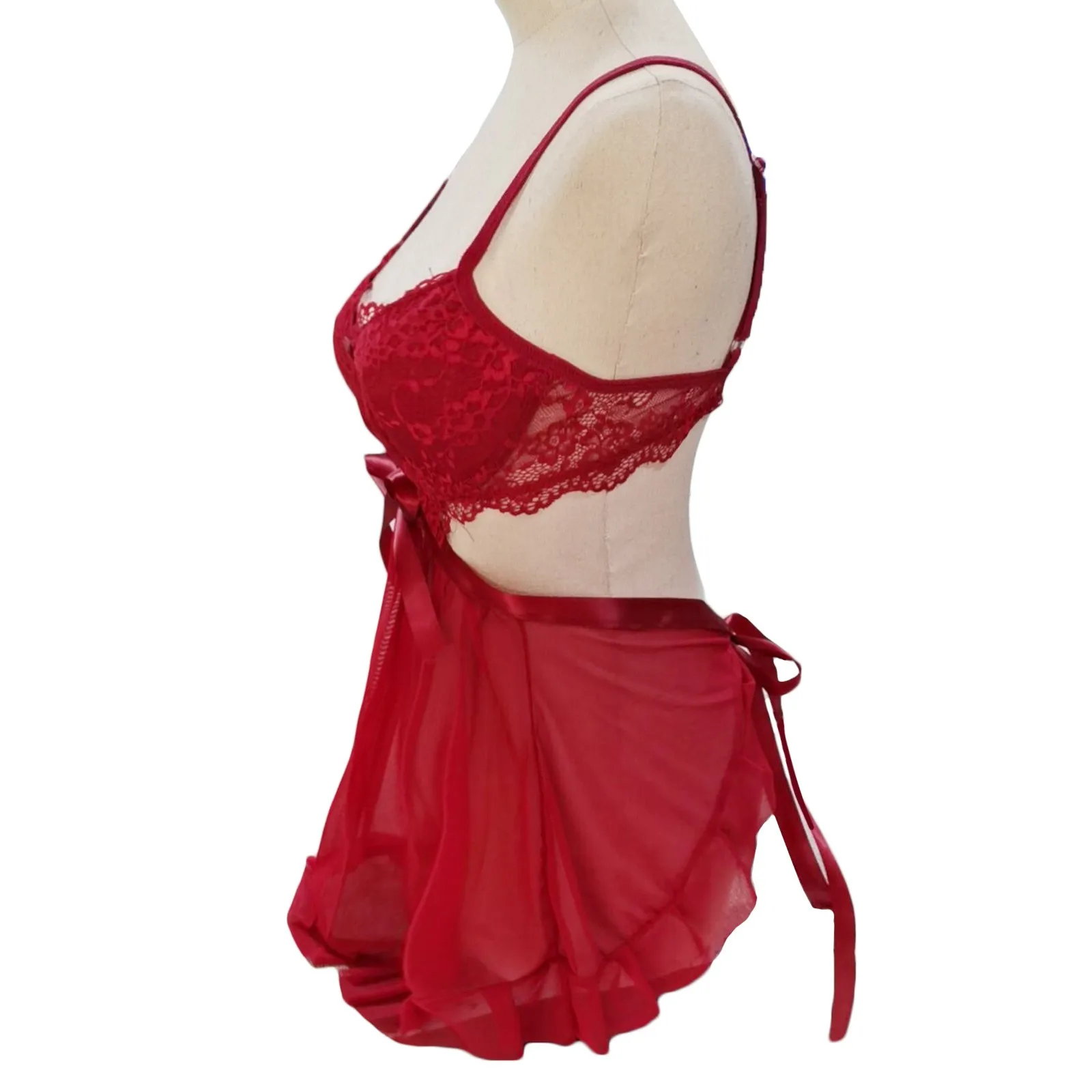 

Ladies Nightgowns Strap Crochet Cutout Teddy Women Nightwear Lingerie Embroidery Gauze Bandage Underwear Nightdress Nachthemden