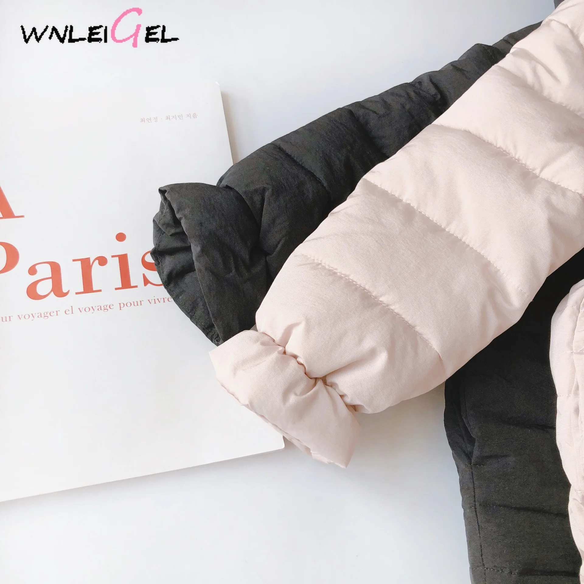 WLG/зимние парки для девочек детские розовые и черные плотные с высоким воротником