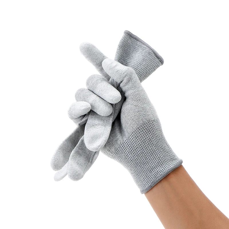 

2021 Carbon Fiber Gloves PU Painted Palms ESD Antistatic Electronic Working Hand Protector Mobile Phone PCB Board Repair Tool