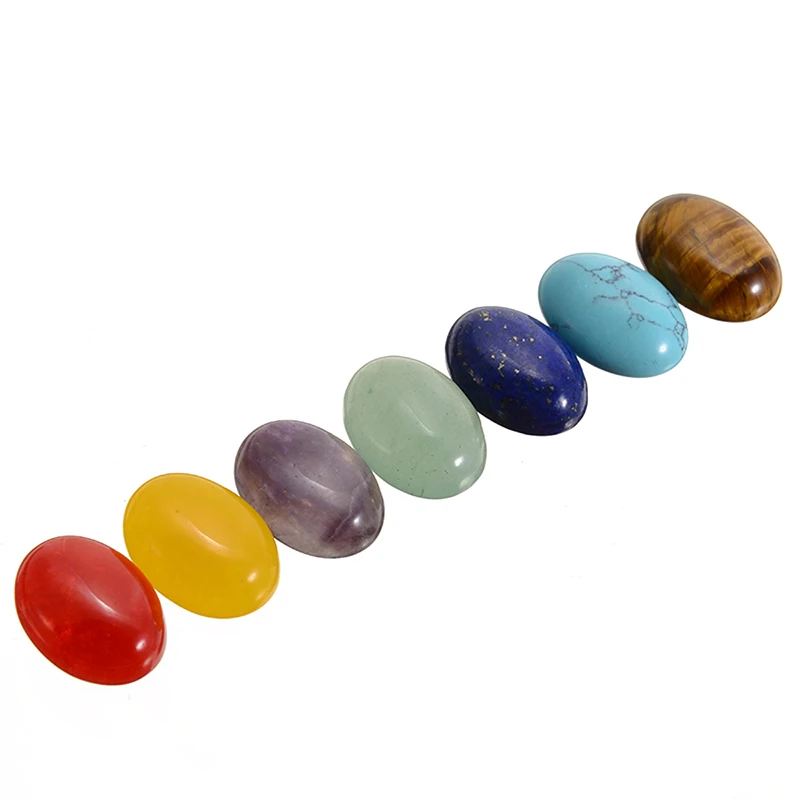 Набор из 7 цветов чакры гравированный кварц для лечения кристаллический камень