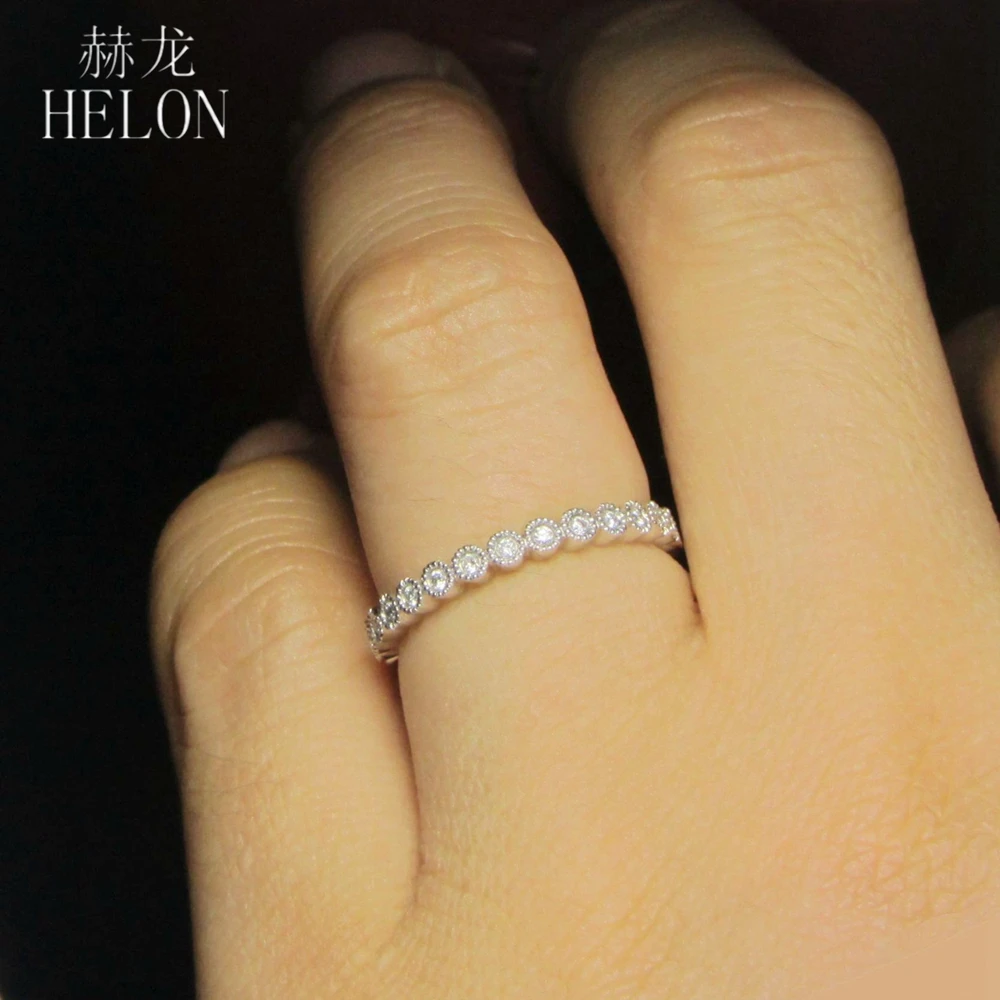 

HELON 0.2ct SI/H Natural Diamond Ring Solid 10k White Gold Diamonds Engagement Wedding Ring For Women Vintage Fine Jewelry Gift