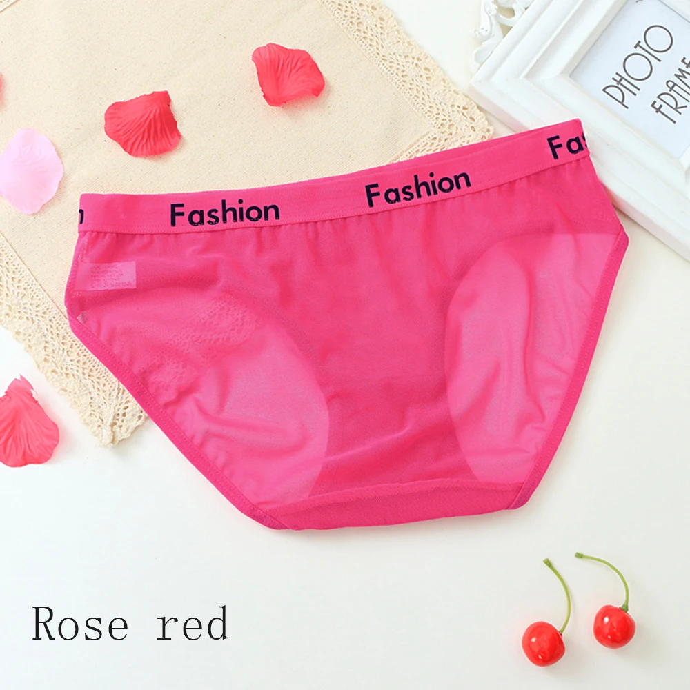 rose red Спортивный стиль, дизайнерские женские трусики, стринги, модные Хлопковые женские сетчатые трусы, нижнее белье, бесшовные трусики сексуальное женское нижнее белье - Цвет: rose red