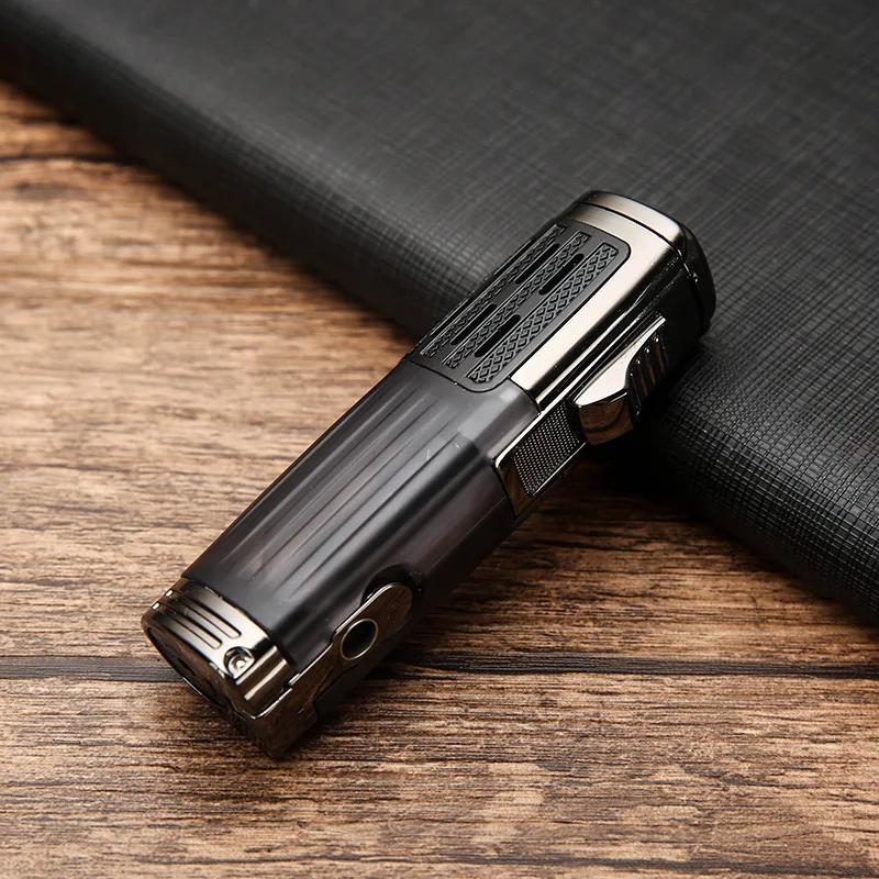 

Inflatable Three Straight Cigar Metal Windproof Spray Gun Smoking Firepower Fierce Men's Gifts Lighters