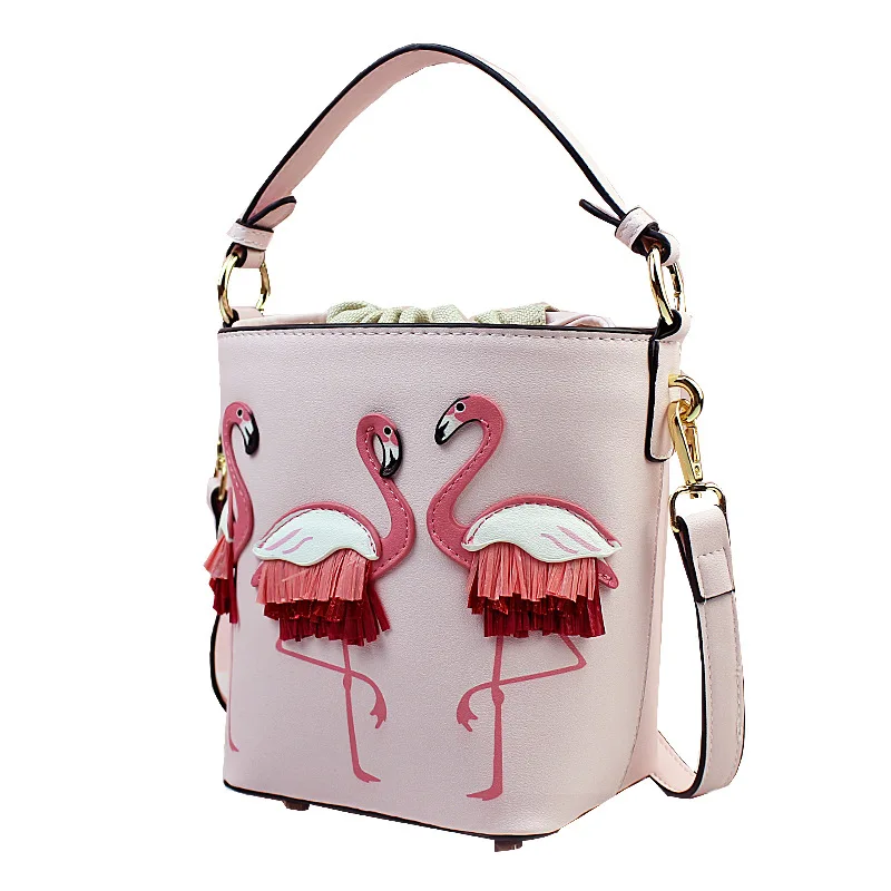 ALNEED женские Сумки из искусственной кожи женская сумка ведро с фламинго сумки на