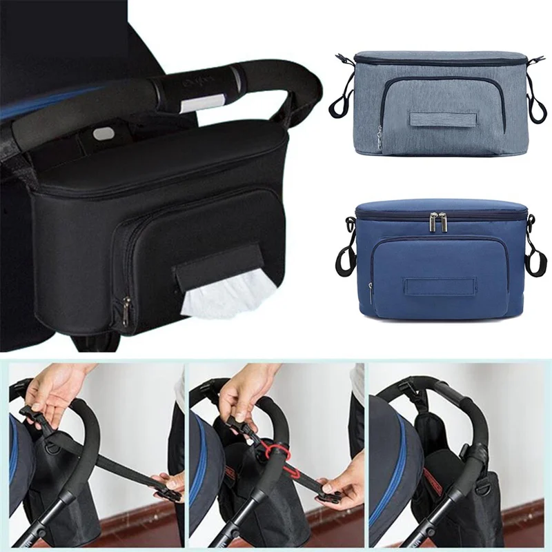

Strollers Organizer Mummy Baby Soild Color Bags Accessories Wheelchair Bag Carriage Buggy Pram Cart Basket Hook Backpack