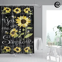 bathroom decor curtain yellow sunflower printed waterproof shower curtain flower hot sell shower curtain