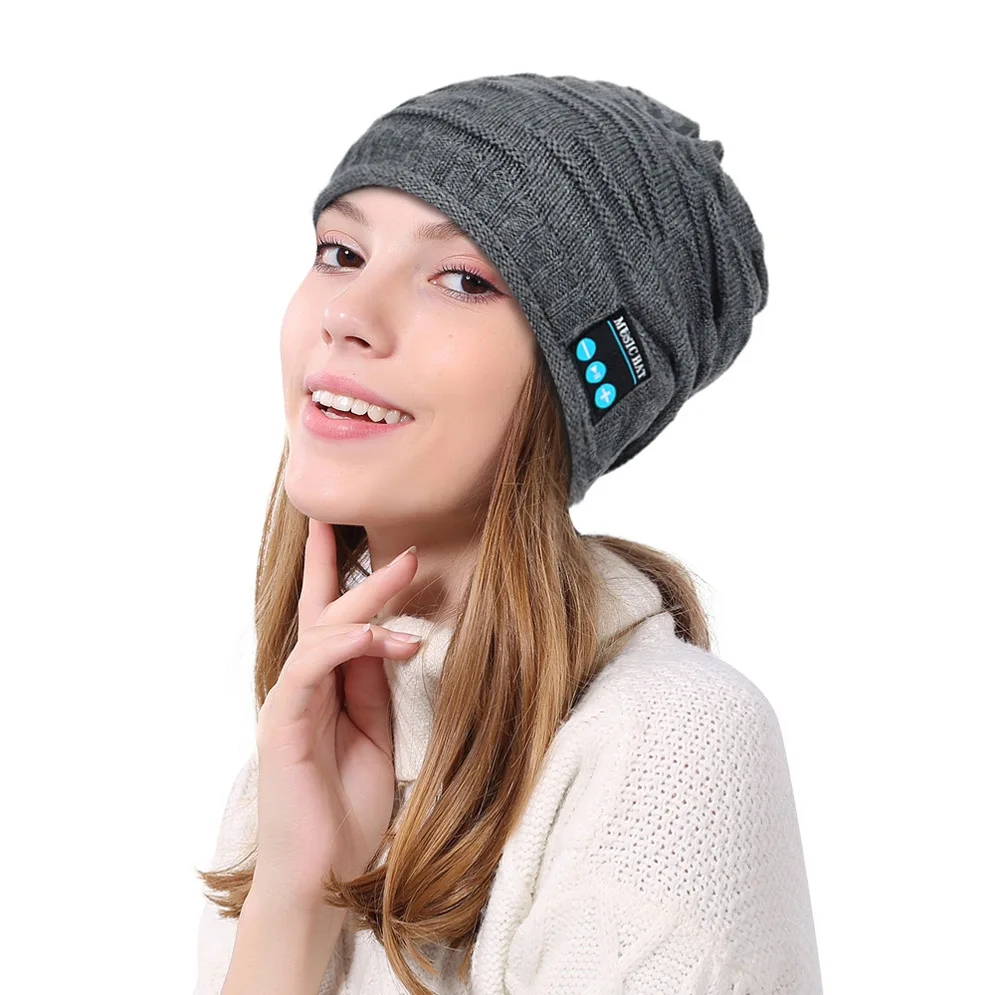 Bluetooth музыкальная вязаная шапка бини Беспроводная умная теплая гарнитура