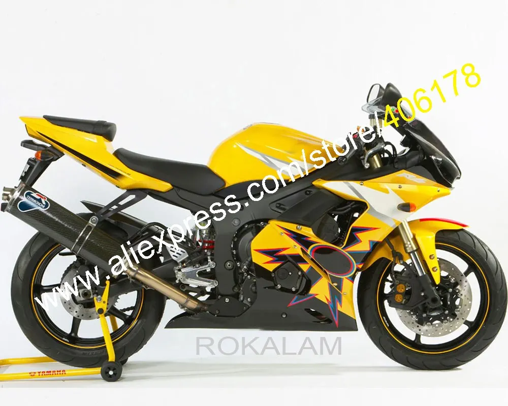 Желтый комплект обтекателей YZFR6 для Yamaha YZF R6 YZF-R6 2005 600 05 дешевый ABS (литьё под