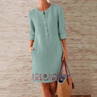 Женское однобортное платье до колен, летнее ретро-платье с круглым вырезом, длинным рукавом, цветочным принтом и подолом