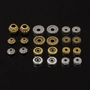 Тибетские СеребряныеЗолотые разделительные бусины плоские бусины-Рондель для изготовления ювелирных изделий в стиле сделай сам, аксессуары для браслетов и ожерелий, 20 шт.