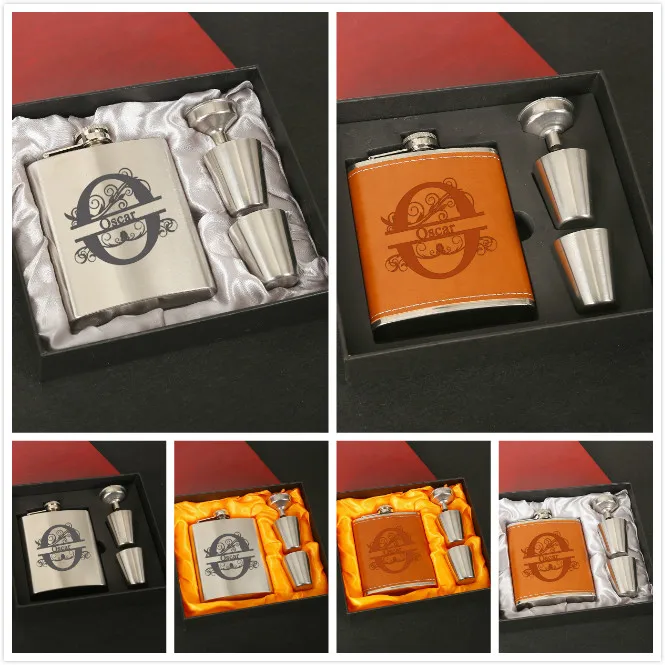 Колбы с индивидуальной гравировкой на заказ 7 унций наборы колб из нержавеющей