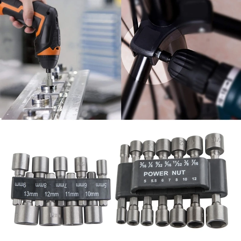 

9 Pcs/14 Pcs Hexagonal Nut Driver Drill Bit Socket Screwdriver Wrench Set Shank