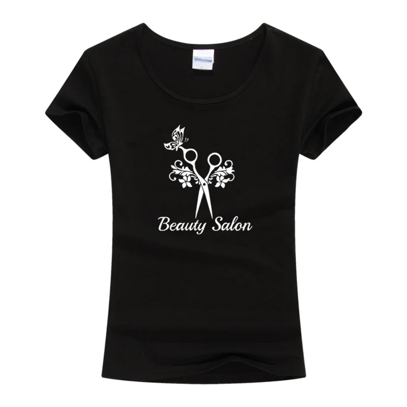 Женская хлопковая футболка с коротким рукавом принтом бабочки и ножницами для