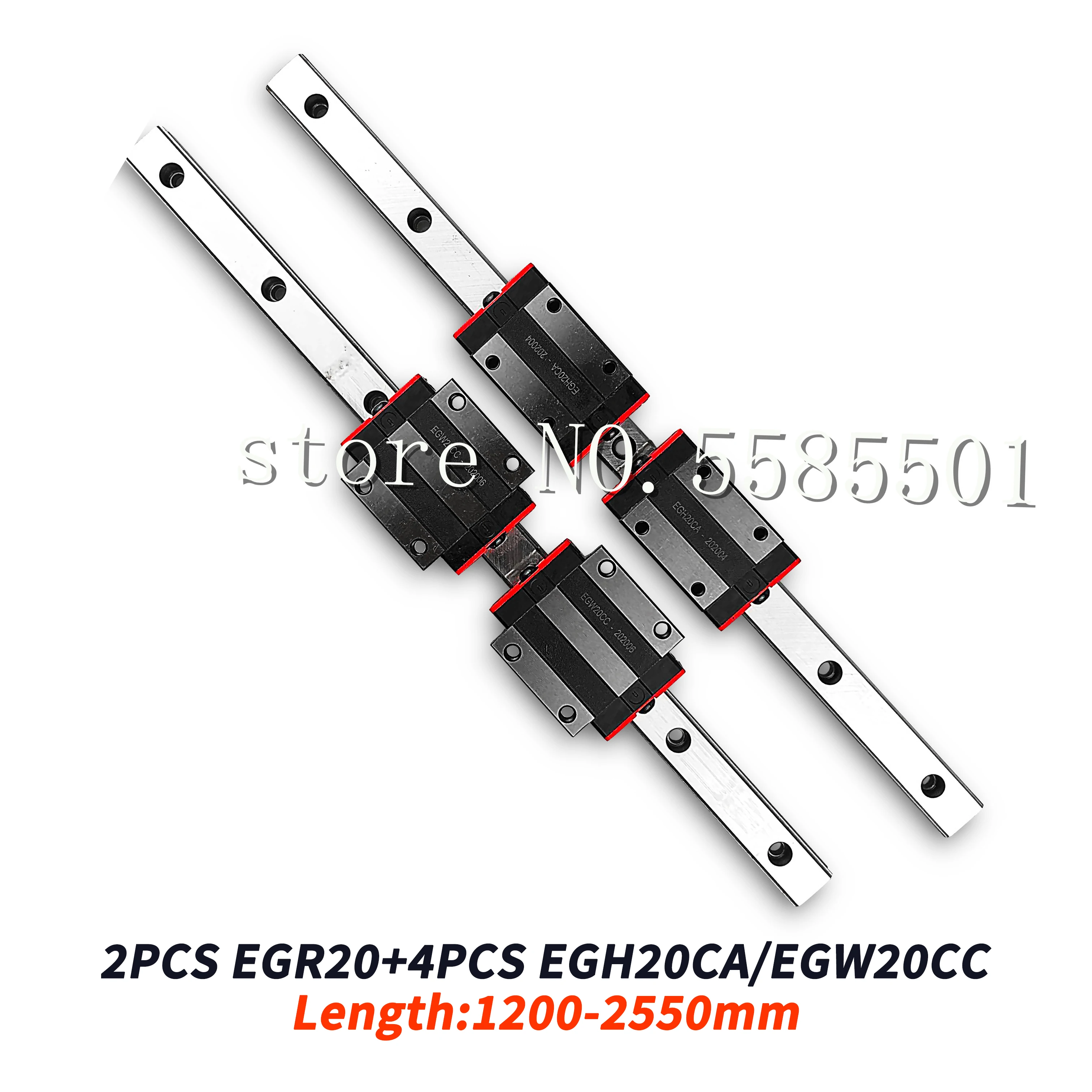 

Linear Rail 2pcs EGR20 1200-2550mm rail + 4pcs EGH20CA/EGW20CC Linear Guide with Block Carriage CNC 3D Print Part