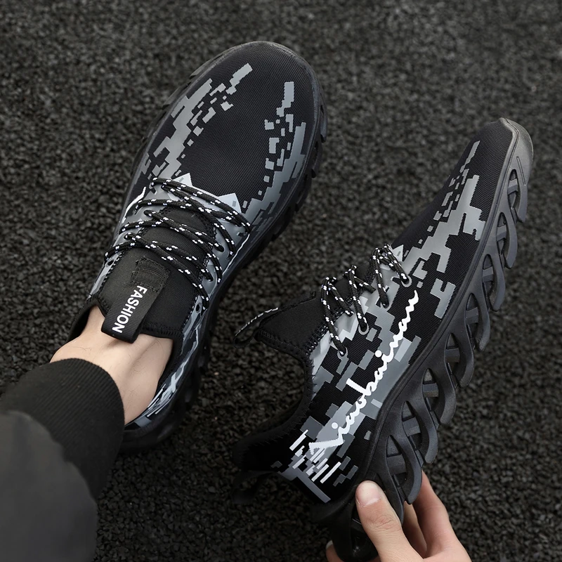 

2021 Summer New Men's Jogging Training Sneakers Outdoor Mesh Lace-Up Sport Shoes Ultralight Breathable Running Walking Shoes