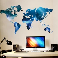 3d blue space planet world map wall stickers for classroom office shop living room home decoration diy print mural art pvc decal