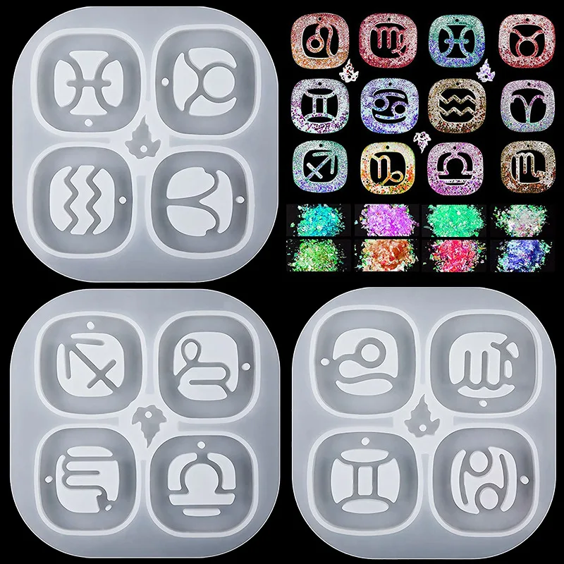 

DIY Crystal Epoxy Three Constellation Silicone Mold Set Group Resin Crystal Earring Jewelry Model