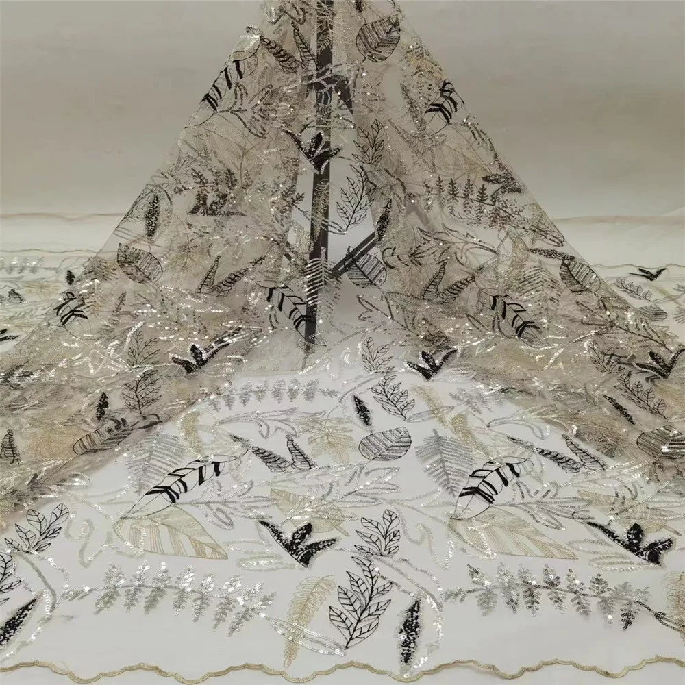 

Madison High Quality Mess Lace Materials Sequence Lace Fabric African Tulle Lace Fabric with Sequins Fabrics Nigerian