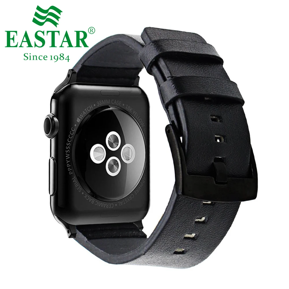 Eastar черный браслет из натуральной кожи для Apple Watch 5 ремешок 42 мм 38 мм iWatch аксессуары для часов Apple ремешок для часов