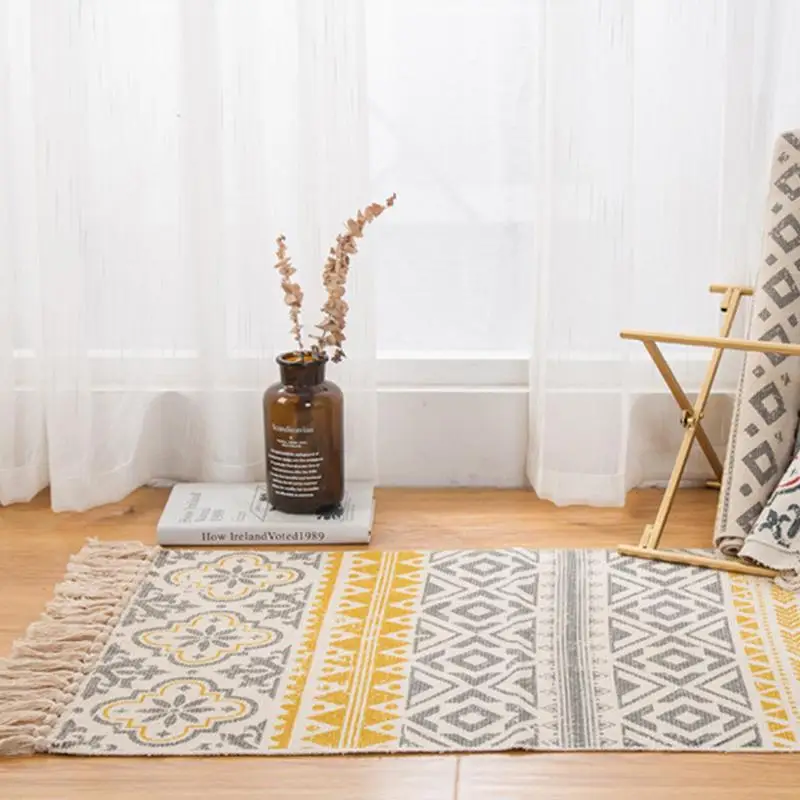 Home Decorative Tassel Rugs For Bedroom 60*90Cm Cotton Woven Braided Bohemian Nordic Living Room Kitchen Floor Mat Carpet Rug | Дом и сад