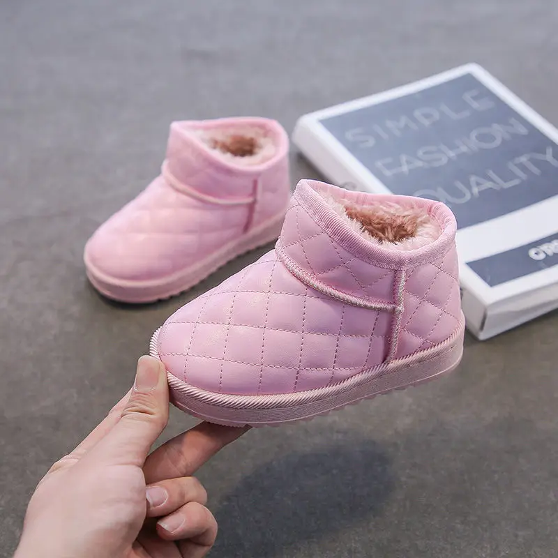 Botas de nieve de piel sint&eacute;tica para ni&ntilde;os y ni&ntilde;as, antideslizantes e impermeables, de superficie suave, de algod&oacute;n, novedad, Oto&ntilde;o e Invierno-1