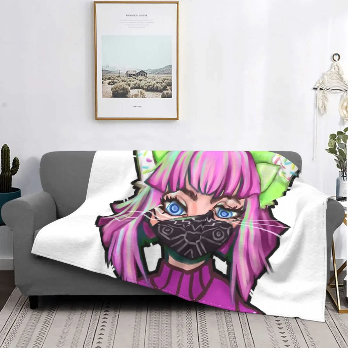 

Nea Karlsson-Manta de gatito, colcha a cuadros para cama, sofá, manta de playa, manta térmica, mantas receptoras