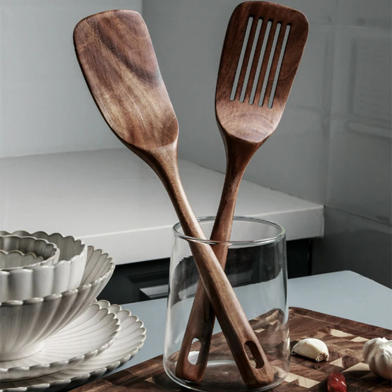 Лопатка Черпак из тикового дерева премиум-класса антипригарная кухонная утварь