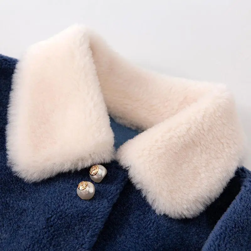 

Women 2019 Winter Natural Lambswool Coat Female Warm Real Fur Jacket Sheep Shearing Fur With Faux Suede Liner Long Overcoats N40