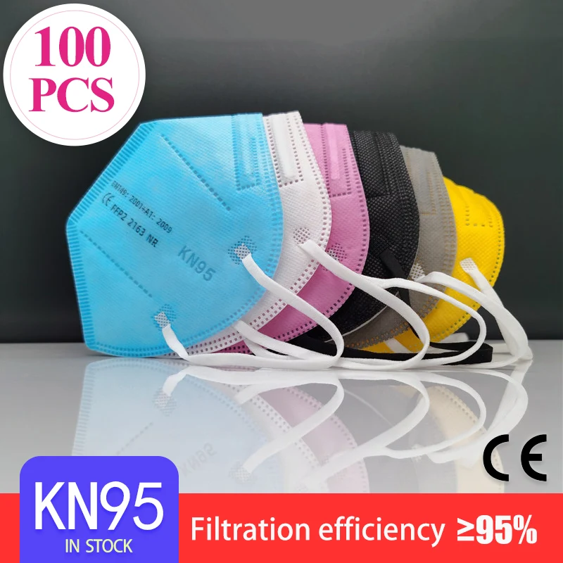 10-200 шт. FFP2 CE маска черная KN95 5-слойная для лица рта фильтр респиратор розовый серый