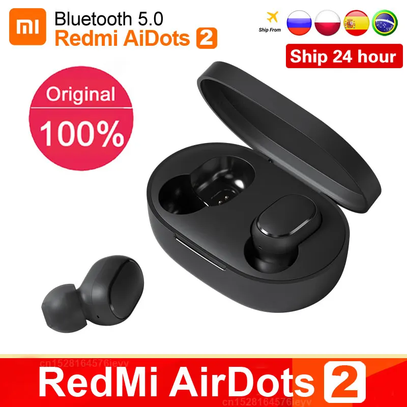 Original Xiaomi Redmi Airdots 2 TWS True Wireless Bluetooth Earphone Stereo bass 5.0 Headset With Mic Handsfree Earbuds Air2 S