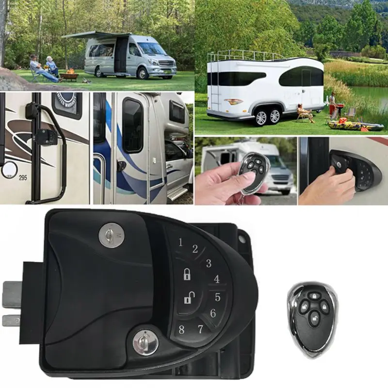 

RV Remote Lock Camper Caravan Trailer Entry Door Lock Latch Knob Deadbolt