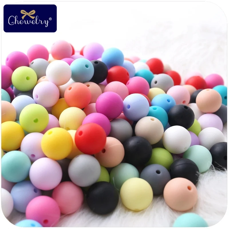 100PC 15mm Baby Silicone Beads Food Grade Teether DIY Nursing Accessories Jewelry Necklace Bracelet Pacifier Chain For Kids Prod