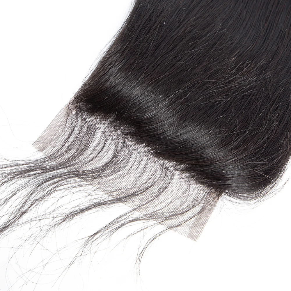 Прямые человеческие волосы на шнуровке 4x4 застежка с детскими волосами