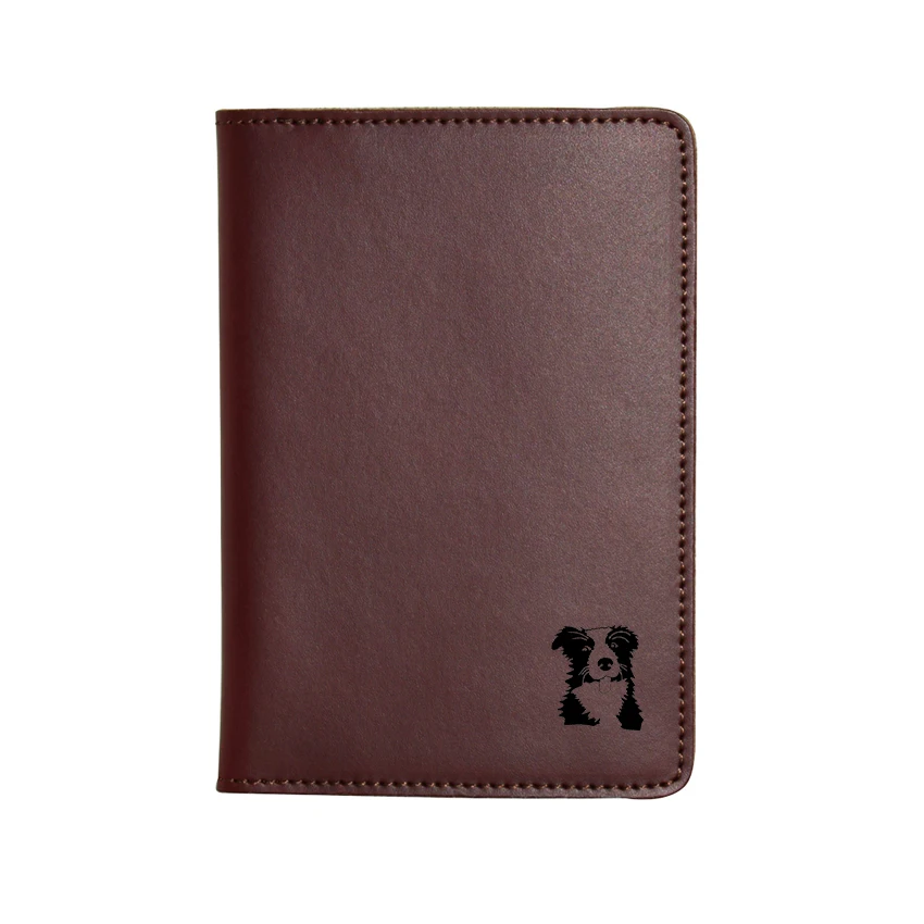 Red passport cover Чехол для паспорта собаки Border Collie, кожаный чехол для кредитных карт, кошелек с выгравированным изображением, кошелек для паспорта - Цвет: Red passport cover