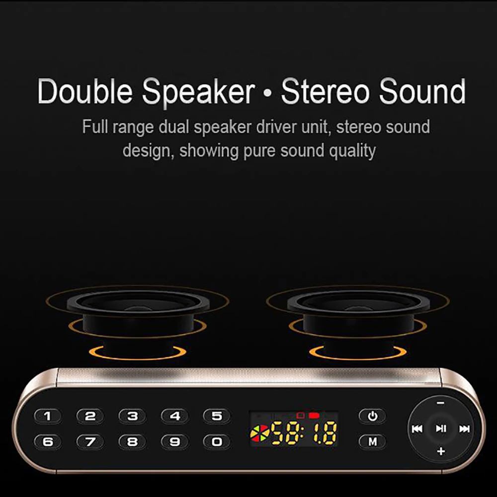 Bluetooth Speaker Portable Wireless Audio Speakers HiFi Stereo Sound Dual with Mic Support TF Card U Disk AUX FM Radio | Электроника