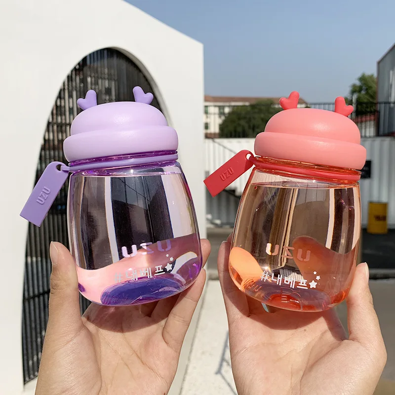 

Creative fawn girl fashion plastic cup small fresh big belly Cup Men's and women's portable water cup