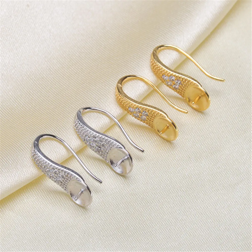 

Plated Silver Earrings Mountings Pearl Ear Wires Earrings Hook Findings Settings for DIY Stud Earrings Jewelry Making Findings