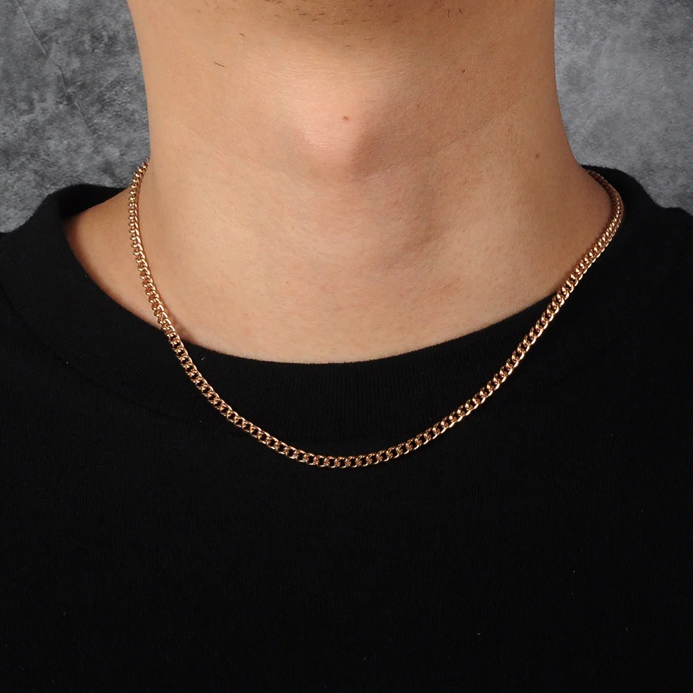 

Never Fade 3mm 100% 316L Stainless Steel Hip Hop Miami Cuban Chain Necklace 7BEADS Women Men Rapper Jewelry Basic Chains