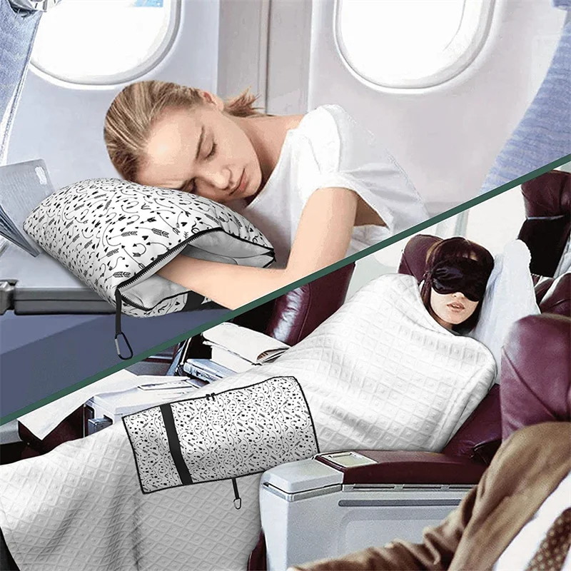 Preço Seta Padrão De Viagem Travesseiro Cobertor Dois-em-um Mochila Cinta E Compacto Avião Saco Cintura Suporte 60x43 Polegadas