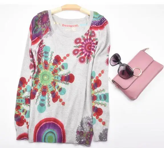 2019 испанский олень весна осень принт средней длины свитер женские топы| |