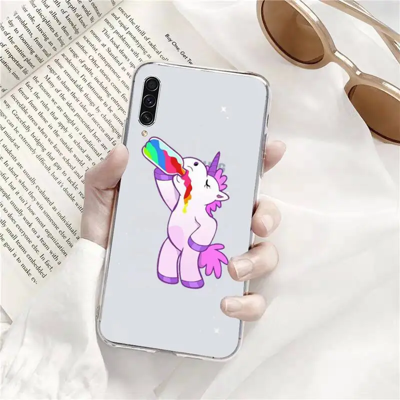 

Funny cute unicorn horse Phone Case Transparent for Samsung A71 S9 10 20 HUAWEI p30 40 honor 10i 8x xiaomi note 8 Pro 10t 11